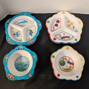 Baby Einstein toddler divided kitchen plates bowl lot bundle set 4